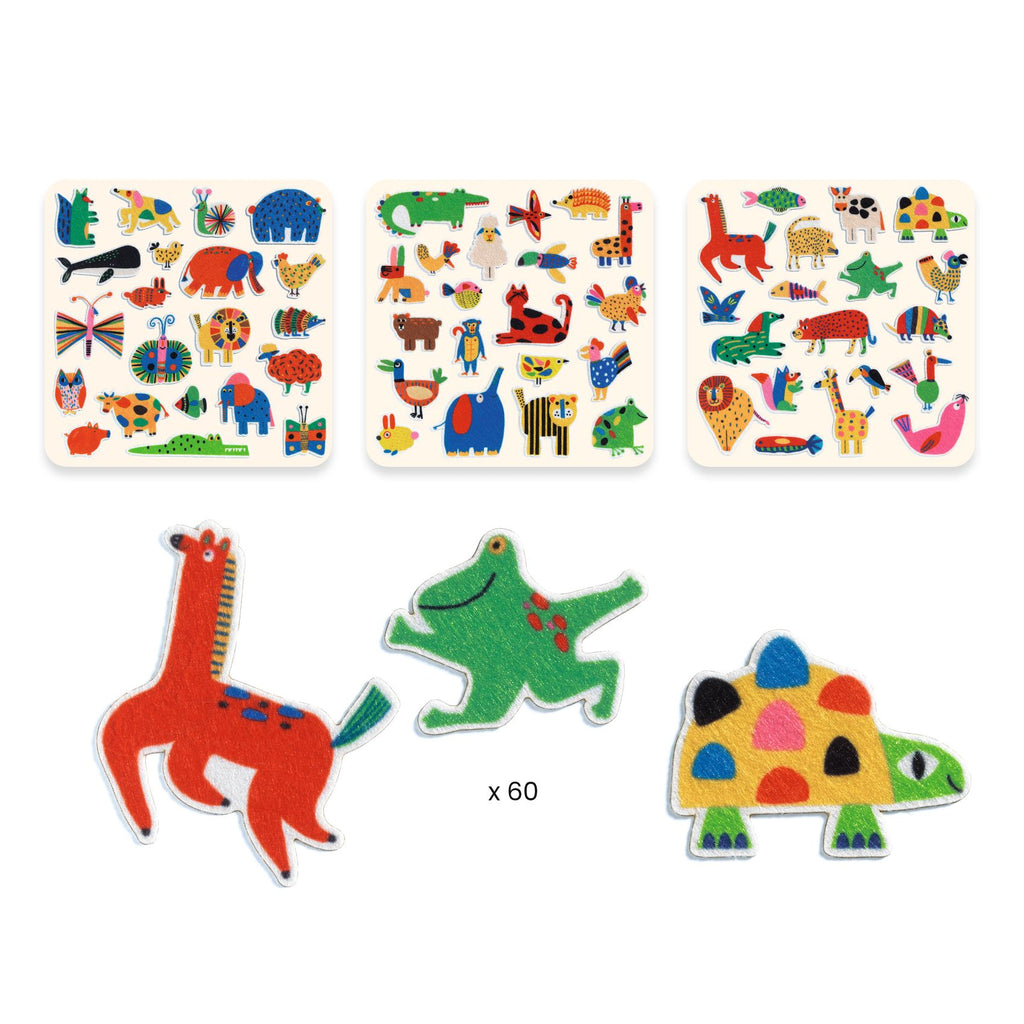 60 Adesivi in feltro - Animali dappertutto!