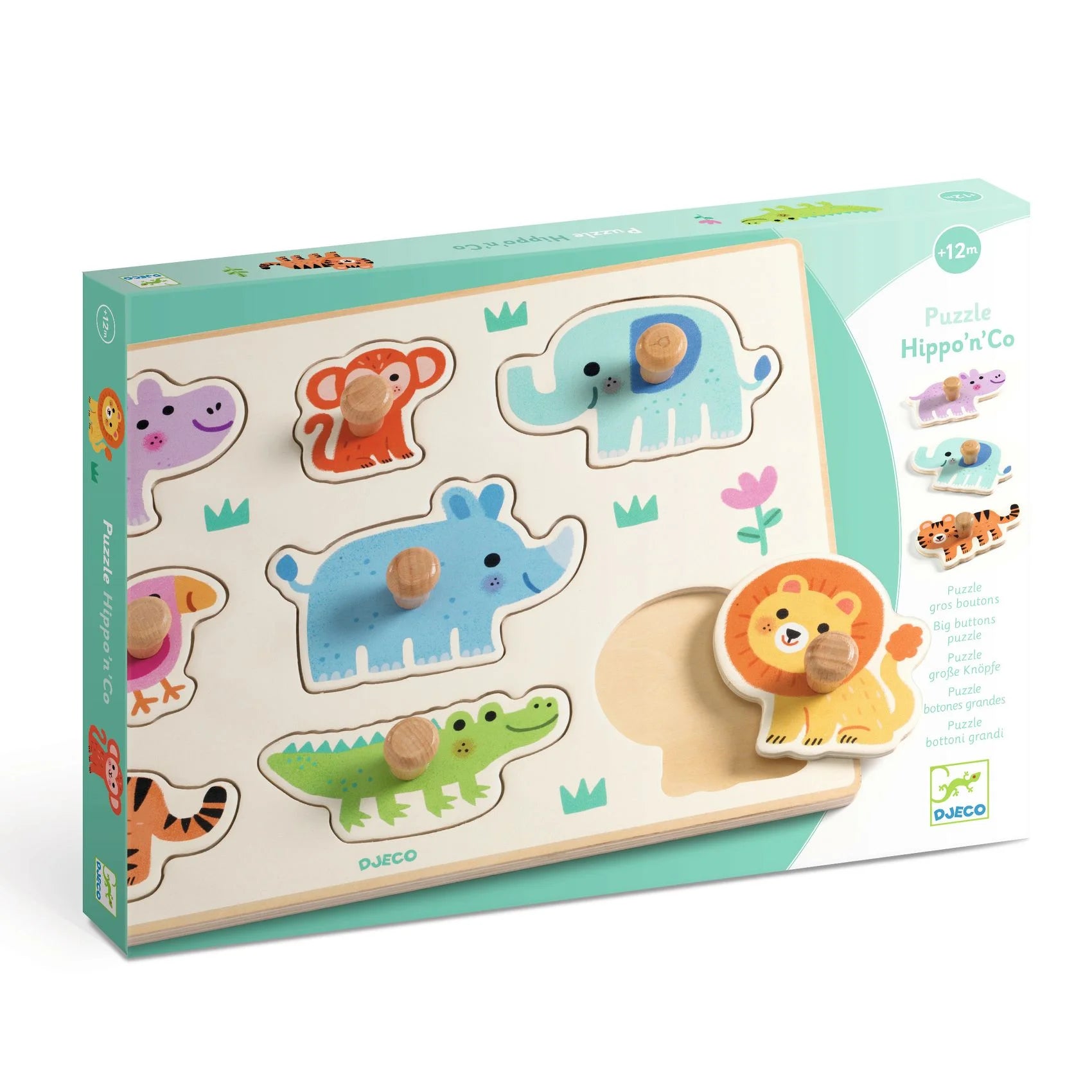 Puzzle ad incastro in legno, Hippo'n'Co