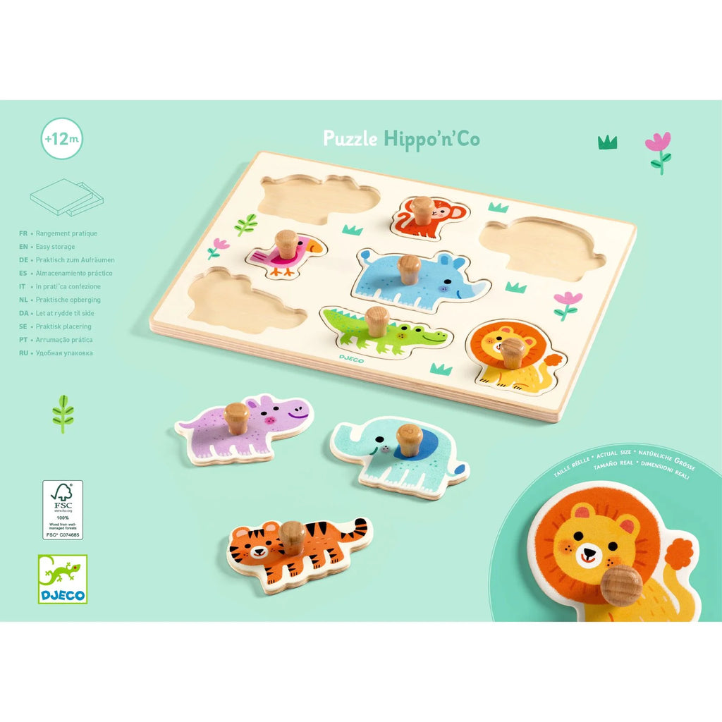 Puzzle ad incastro in legno, Hippo'n'Co