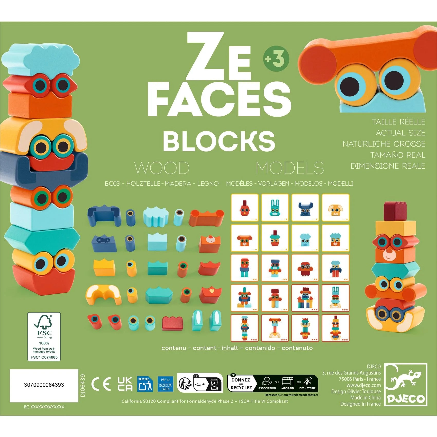 Ze Faces - Blocs de bois