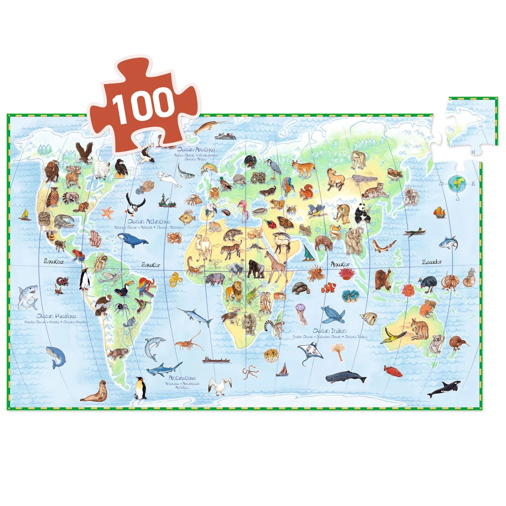 Puzzle osservazione, Gli animali del mondo - 100 pezzi