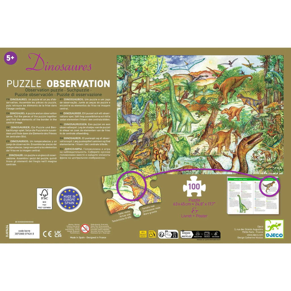 Observation puzzle, Dinosaurs - 100 pieces