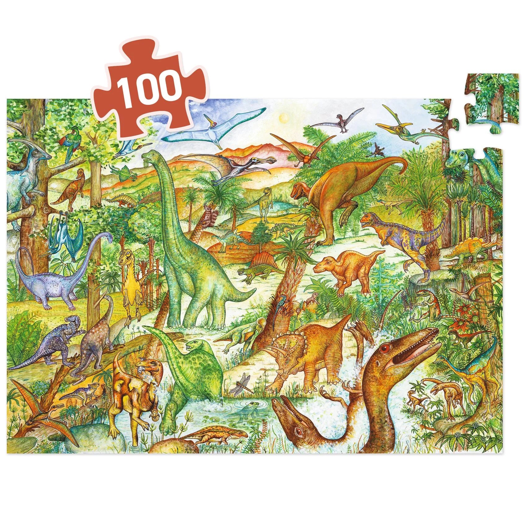 Observation puzzle, Dinosaurs - 100 pieces