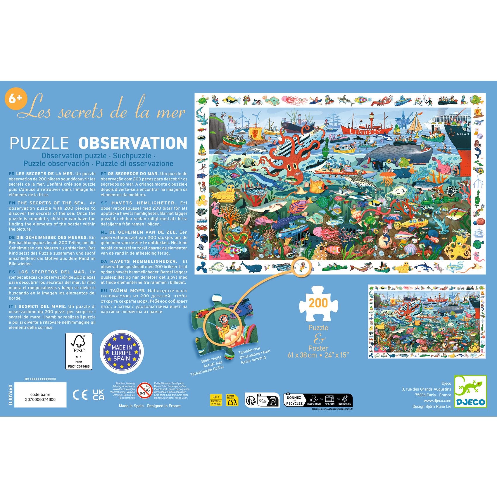 Puzzle d'osservazione I segreti del mare, 200pz