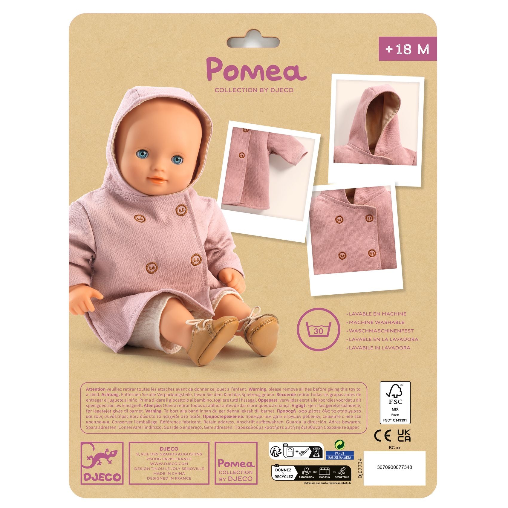 Vestiti per bambole Pomea, Cappotto con cappuccio