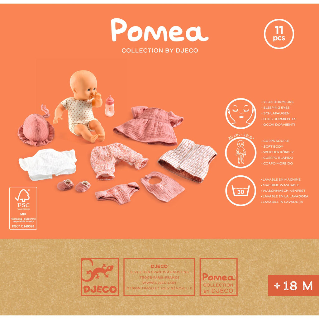 Poupée bébé, valise et accessoires, Pomea Lily