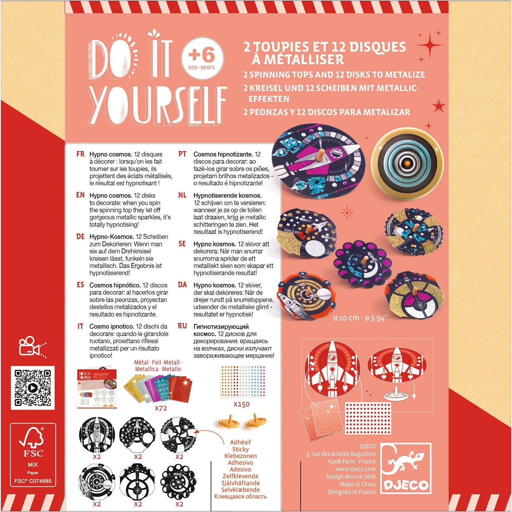 Kit do it yourself, Create 12 spinning tops - Hypno cosmos