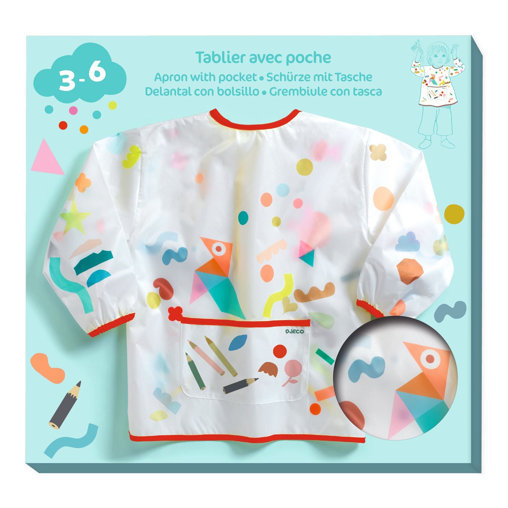 Apron with pocket for little artists (3-6 years)