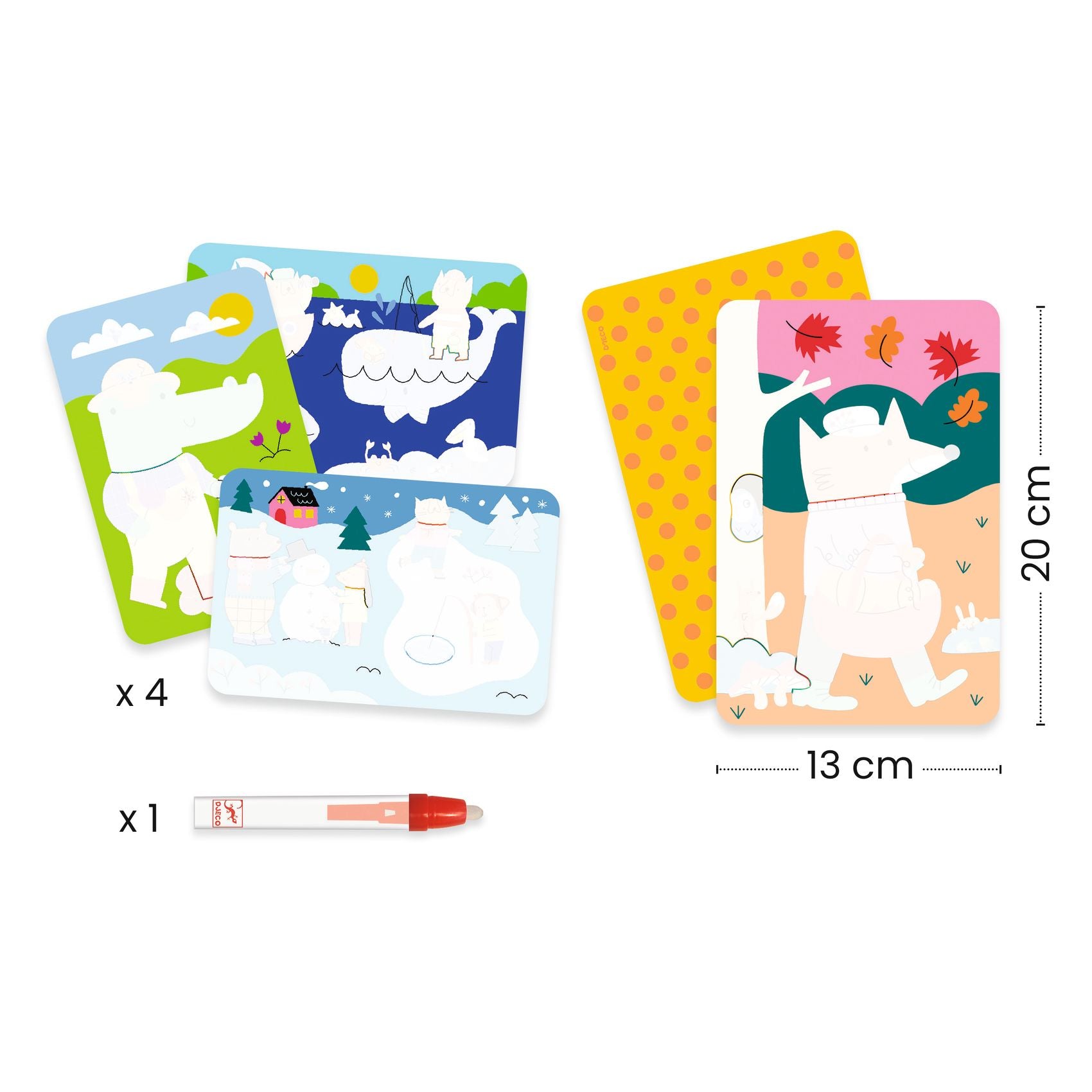 Magical drawings to color with water Four seasons