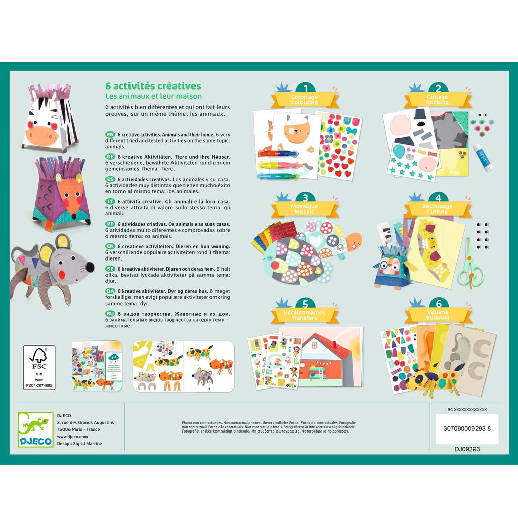 Kit 6 attività creative, Gli animali e la loro casa