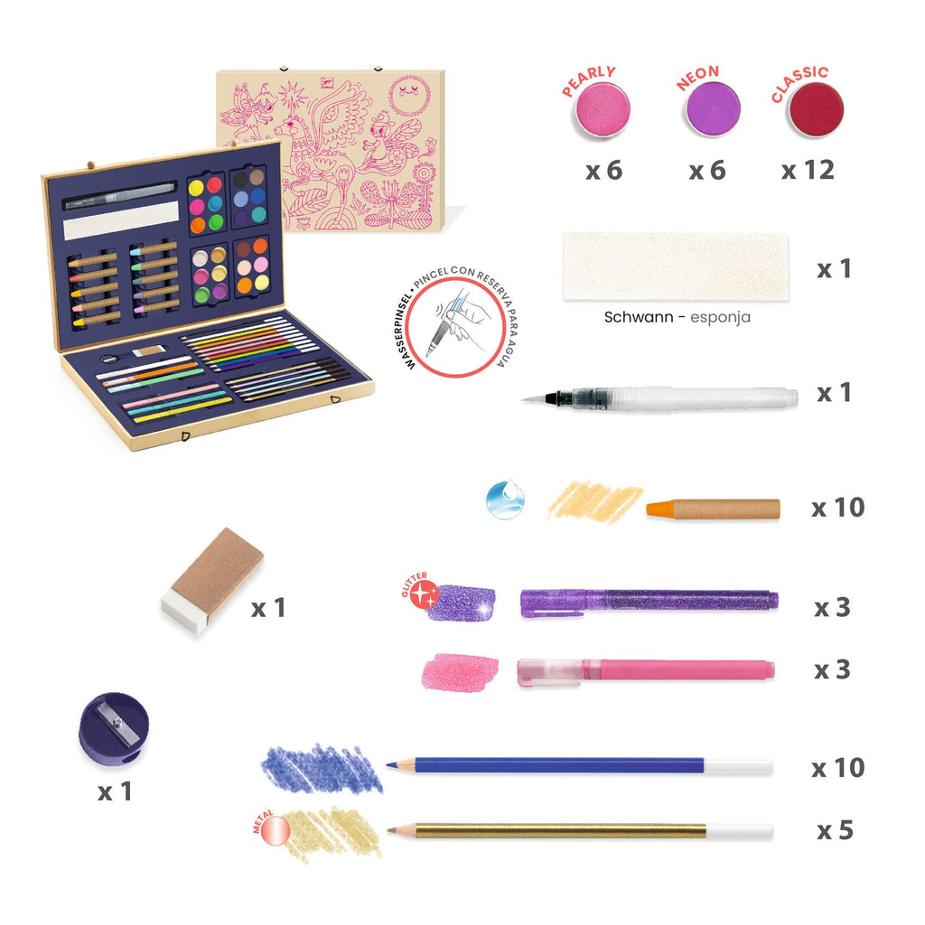 Djeco | Scatola di colori con 60 pezzi, Sparkling Box