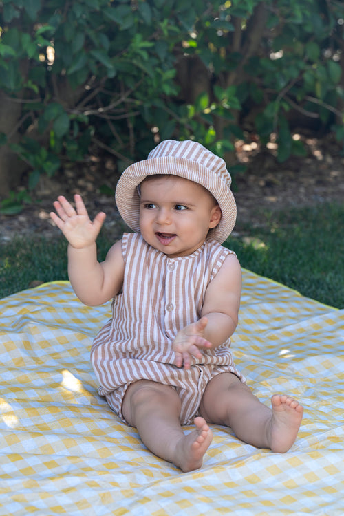 Lined Bob Hat, Caramel Stripes