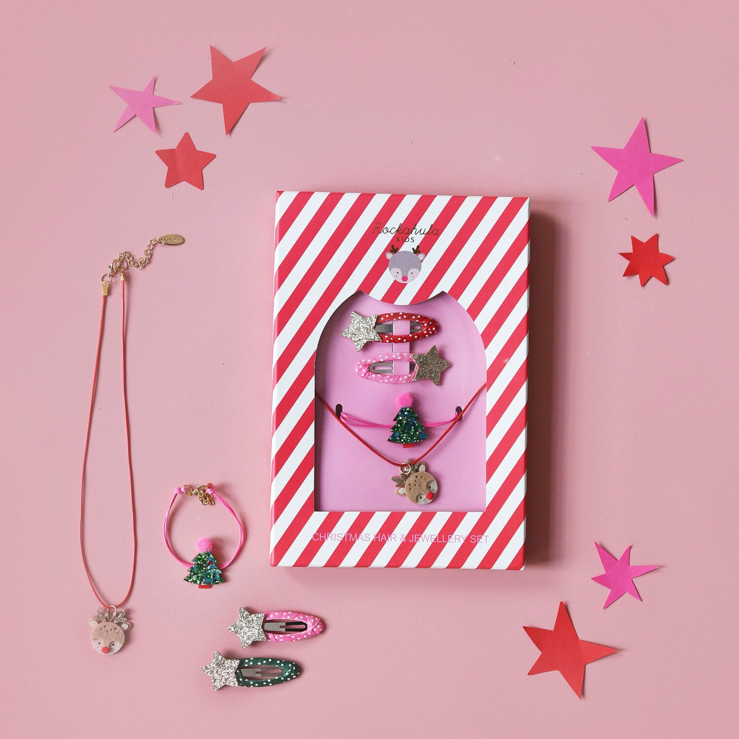 Necklace, Bracelet and Clips Gift Set, Christmas