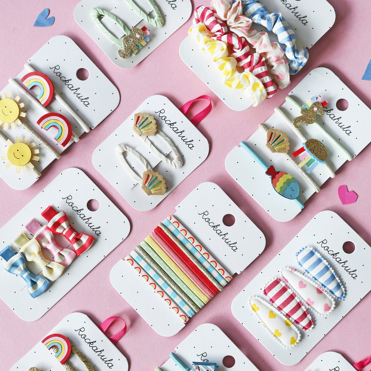 Vintage Rainbow Fabric Hair Clips