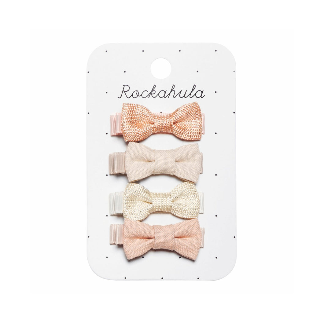 Mini Bows Linen Hair Clips