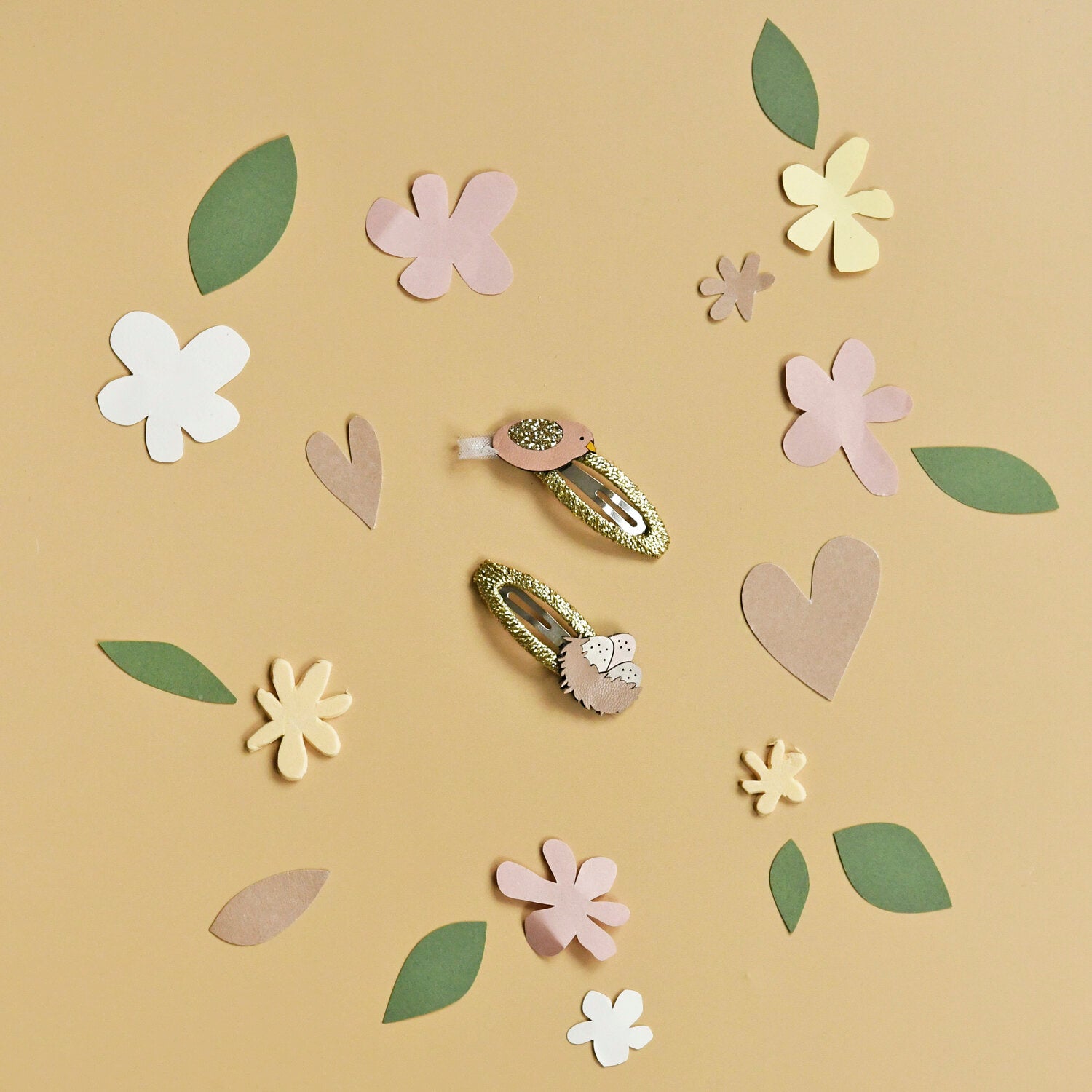 Bird and nest hair clips
