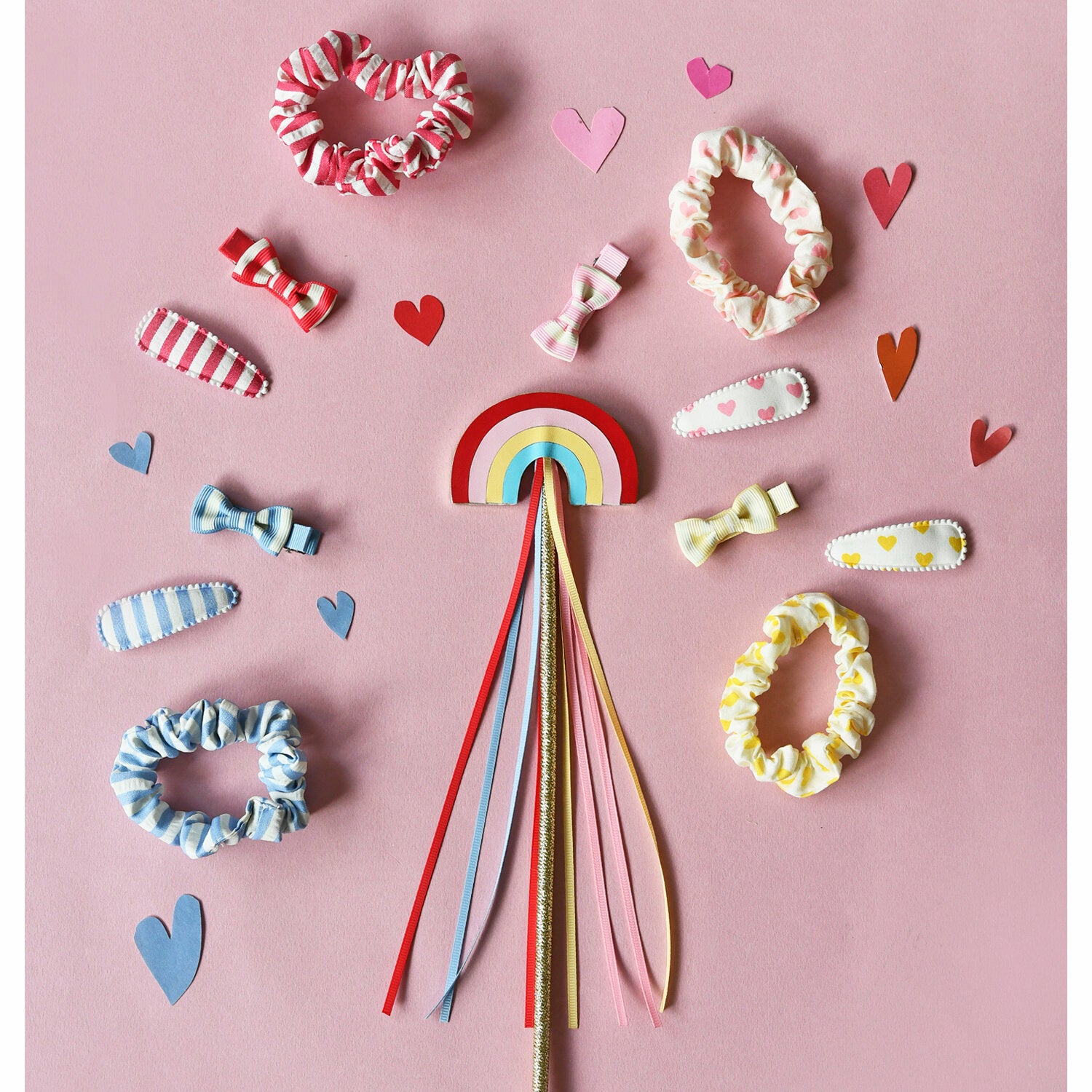 Vintage Rainbow Fabric Hair Clips