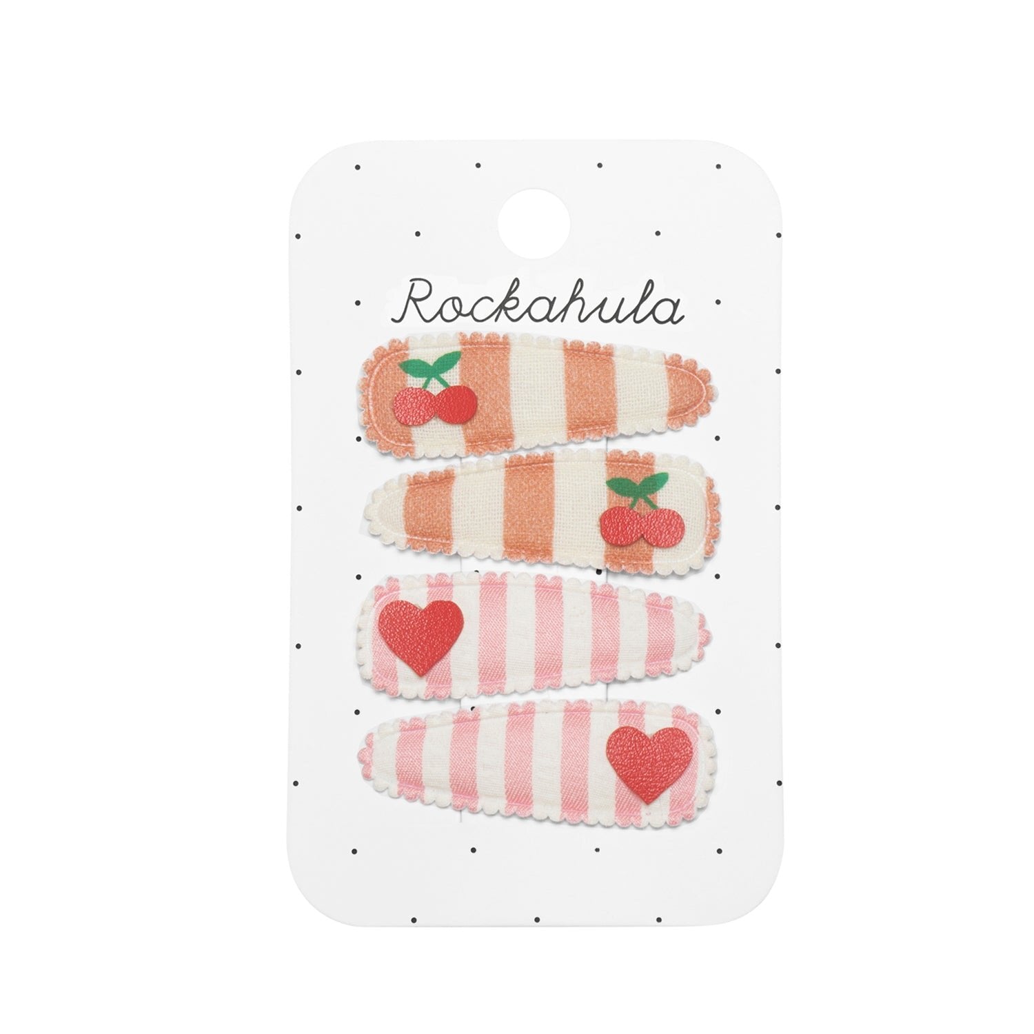 Cherry Striped Fabric Hair Clips