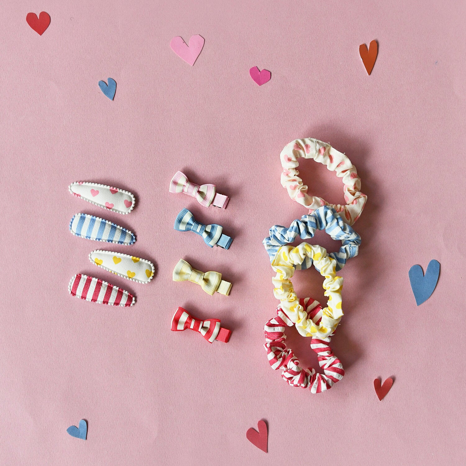 Vintage Rainbow Fabric Hair Clips