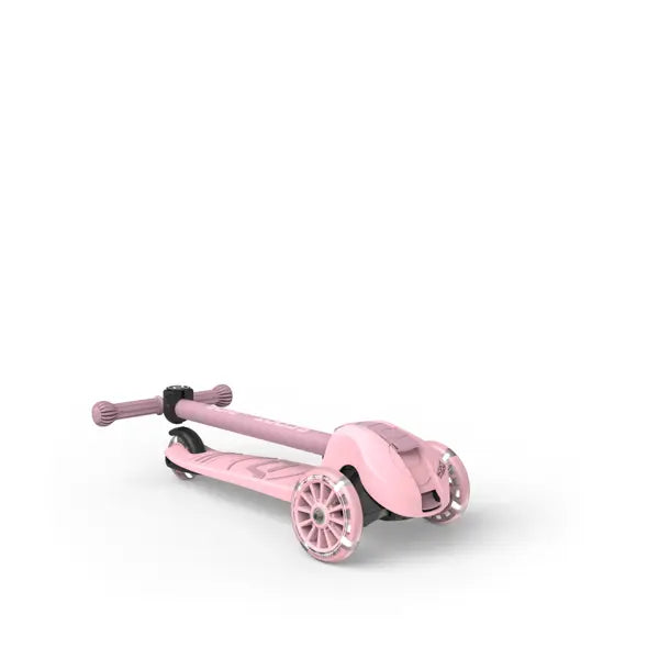 Highwaykick 3S Folding Scooter with Lights – Dual Steering System – Pink