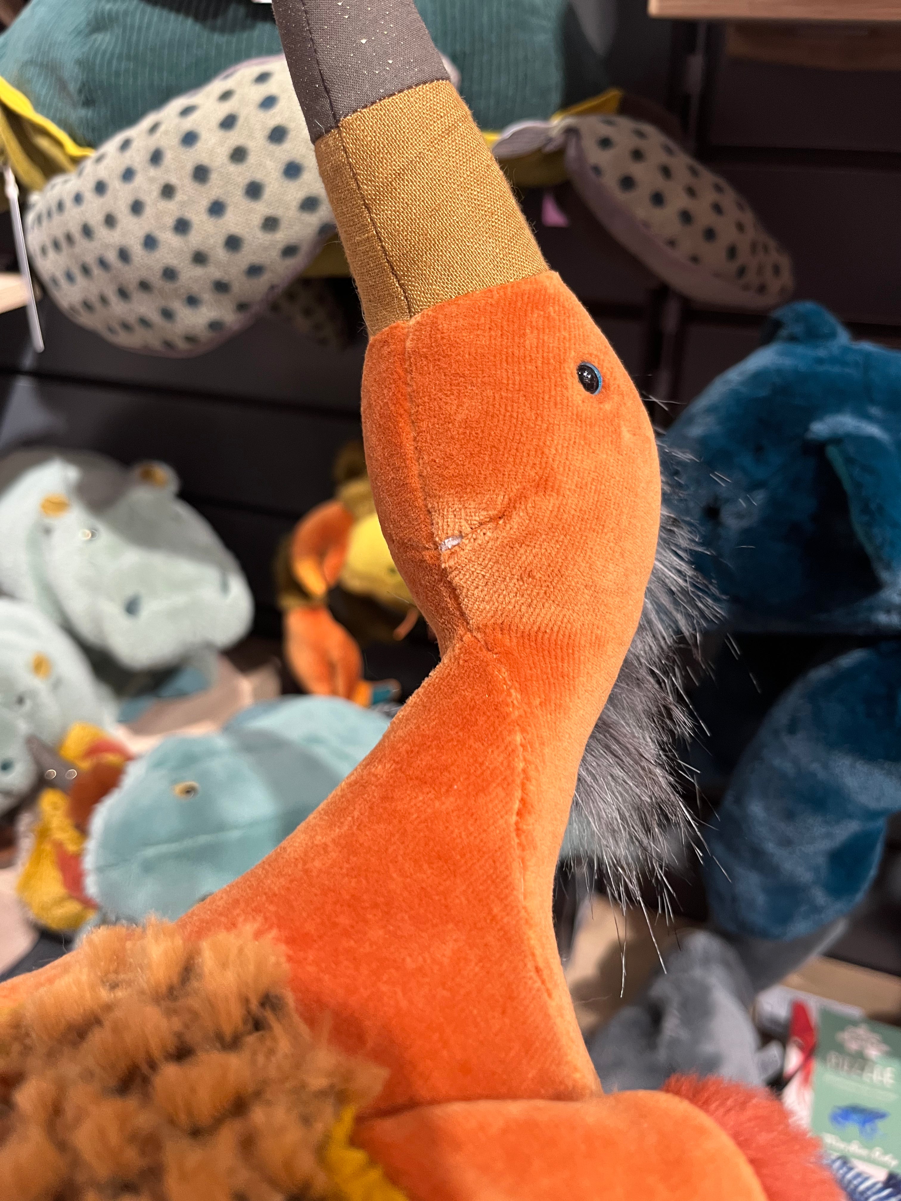 Peluche uccello airone rosso (leggermente difettoso)