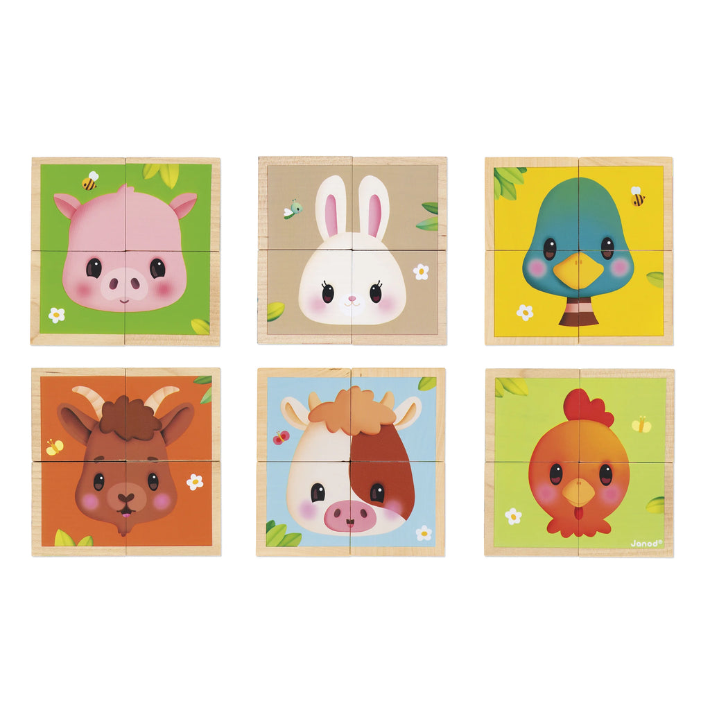 Farm Wooden Cubes - 4 Pieces