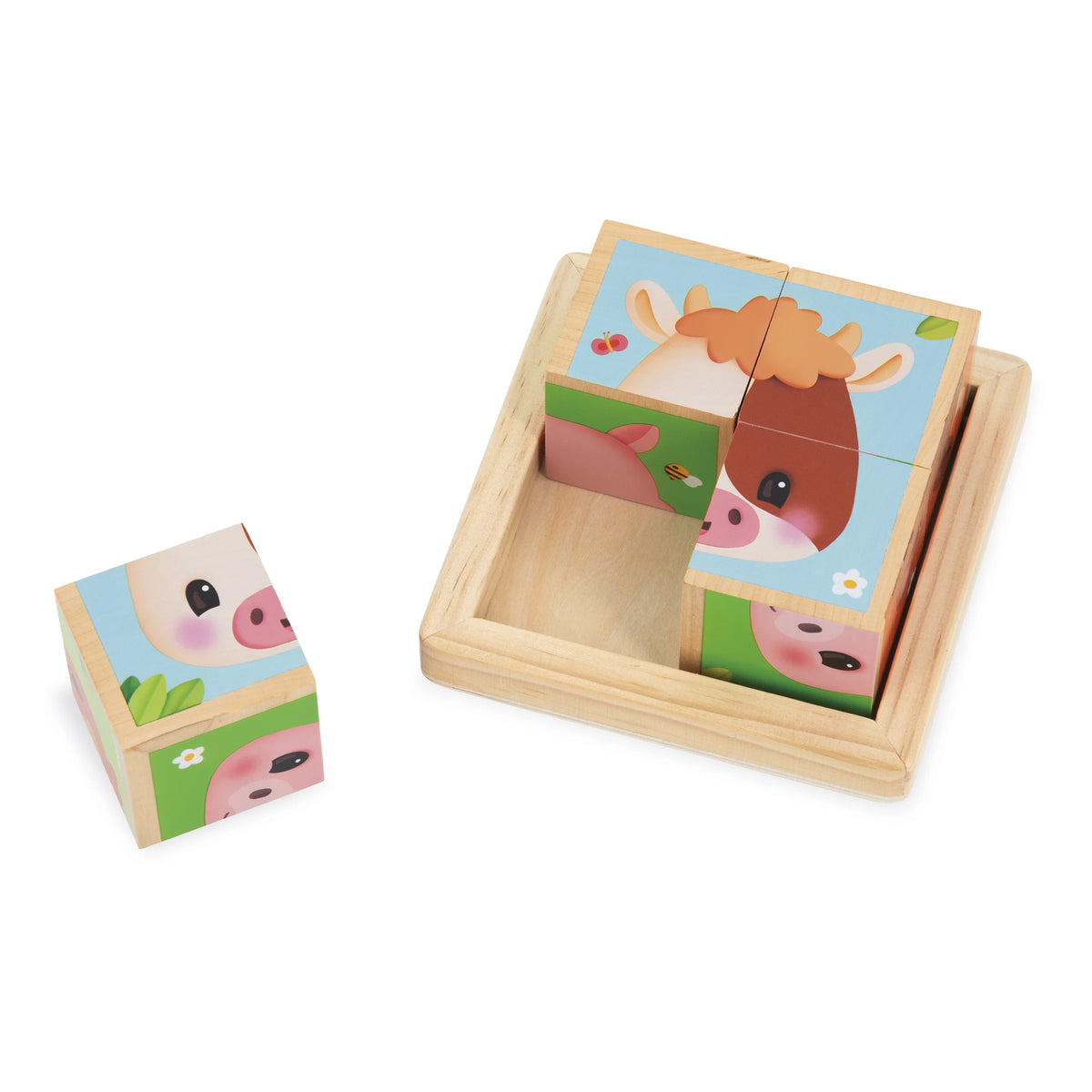 Farm Wooden Cubes - 4 Pieces