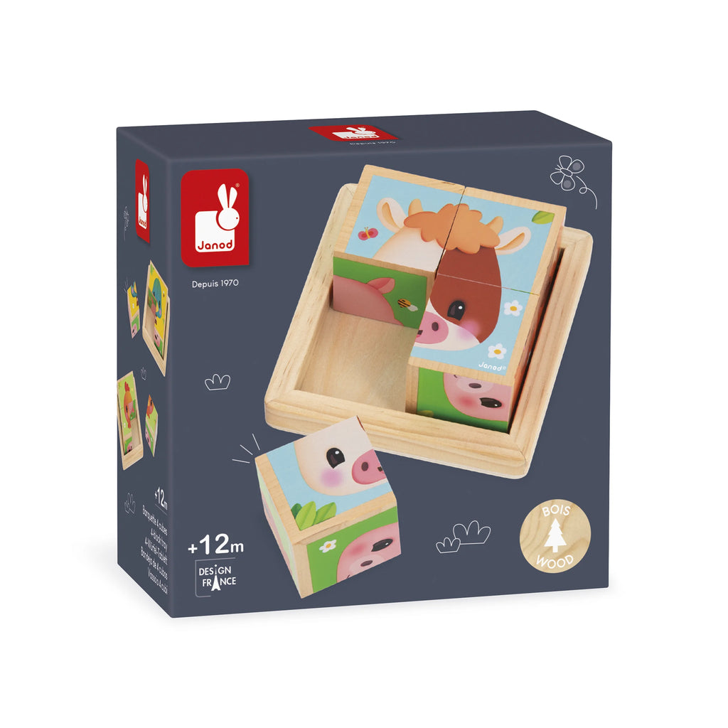 Farm Wooden Cubes - 4 Pieces