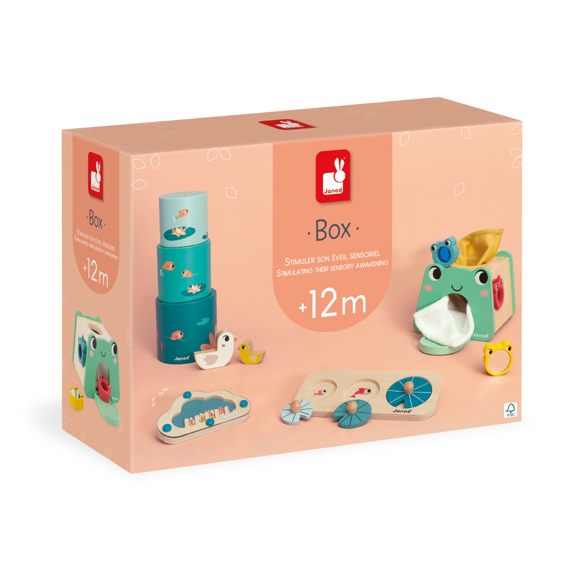 Janod box, Wooden games for 12 months - Sensory awakening