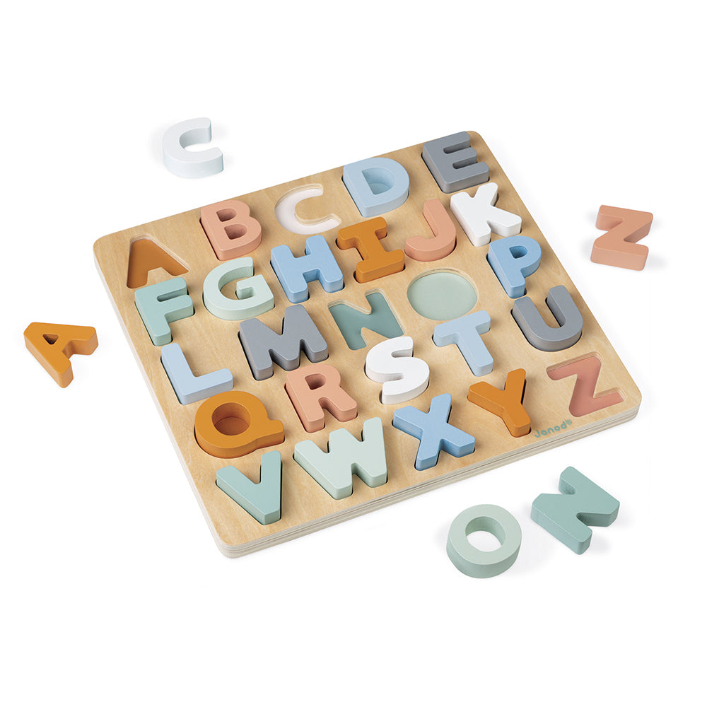 Wooden Alphabet Puzzle with Blackboard