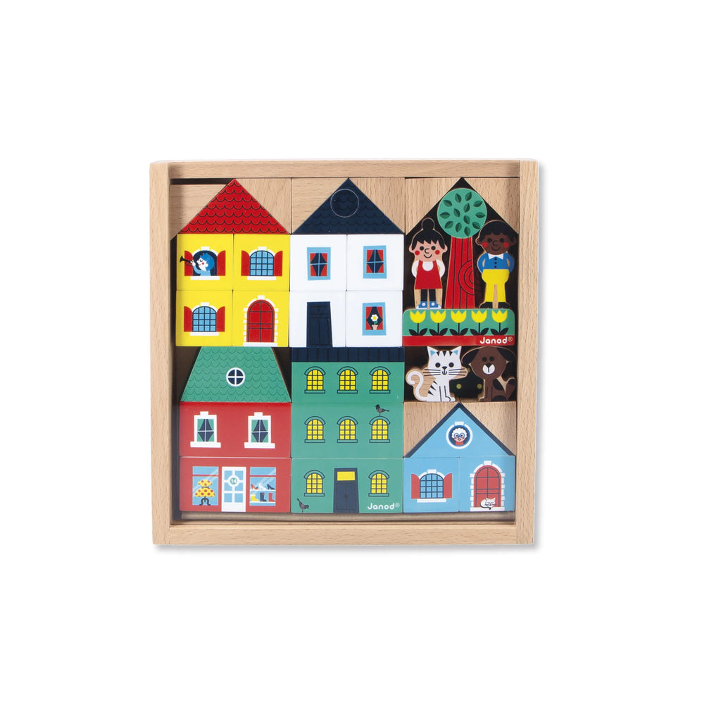 Set di 36 cubi in legno Cross Roads – Città