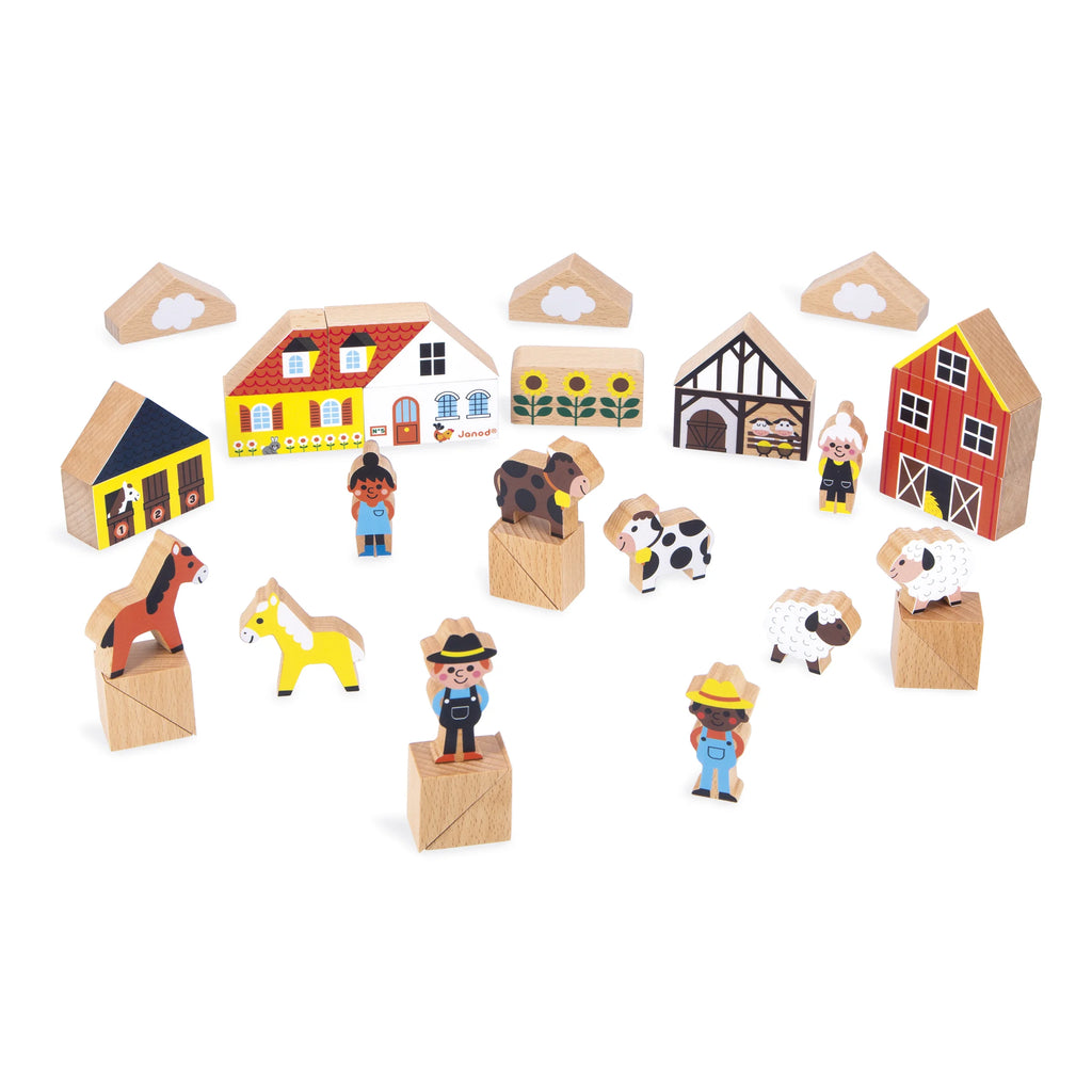 Set di 36 cubi in legno Cross Roads – Campagna