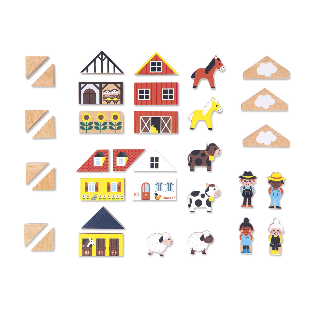 Set di 36 cubi in legno Cross Roads – Campagna