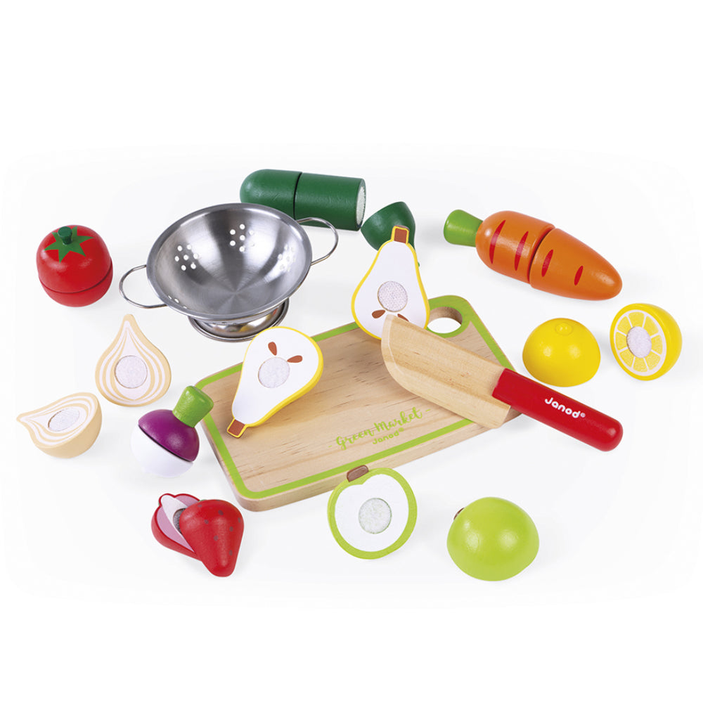 Maxi set, Frutta e verdura da tagliare in legno
