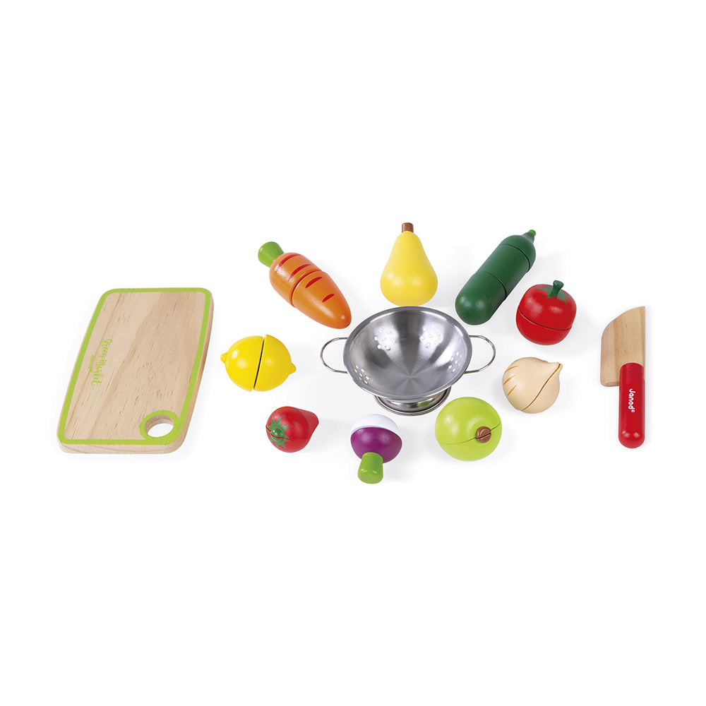 Maxi set, Frutta e verdura da tagliare in legno