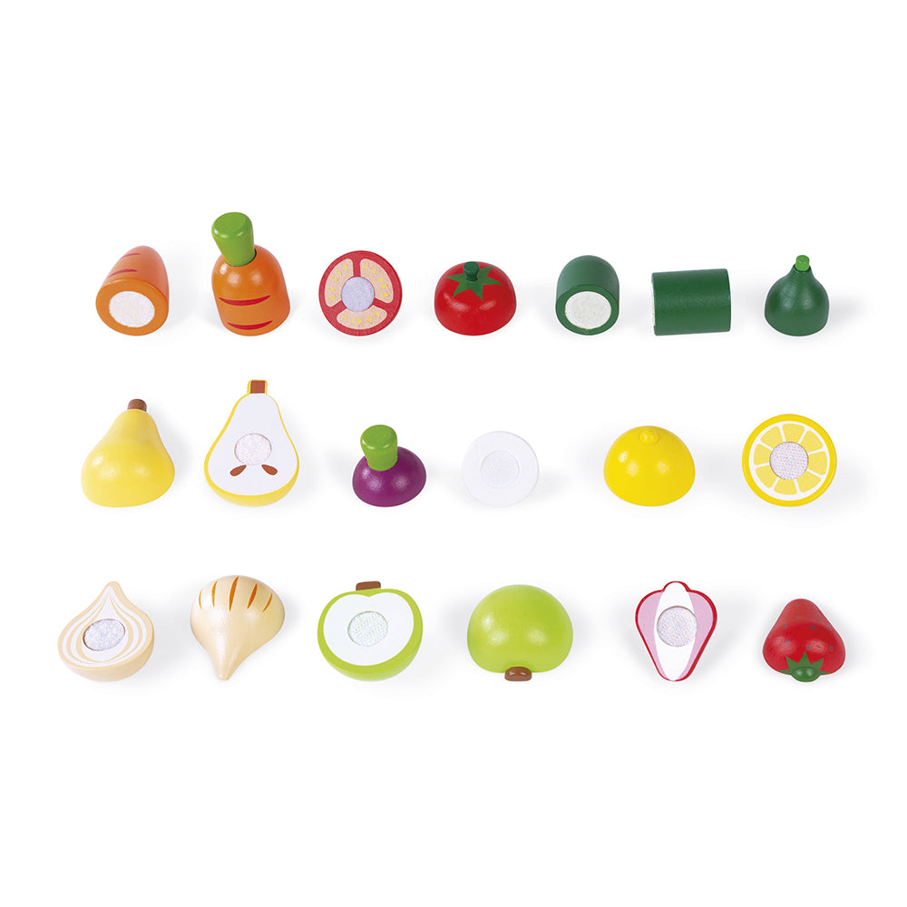 Maxi set, Frutta e verdura da tagliare in legno