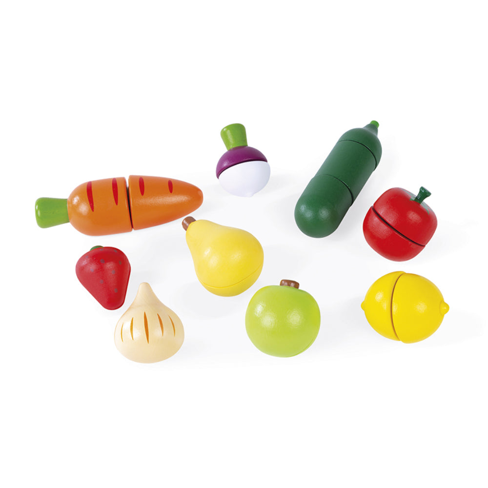 Maxi set, Frutta e verdura da tagliare in legno