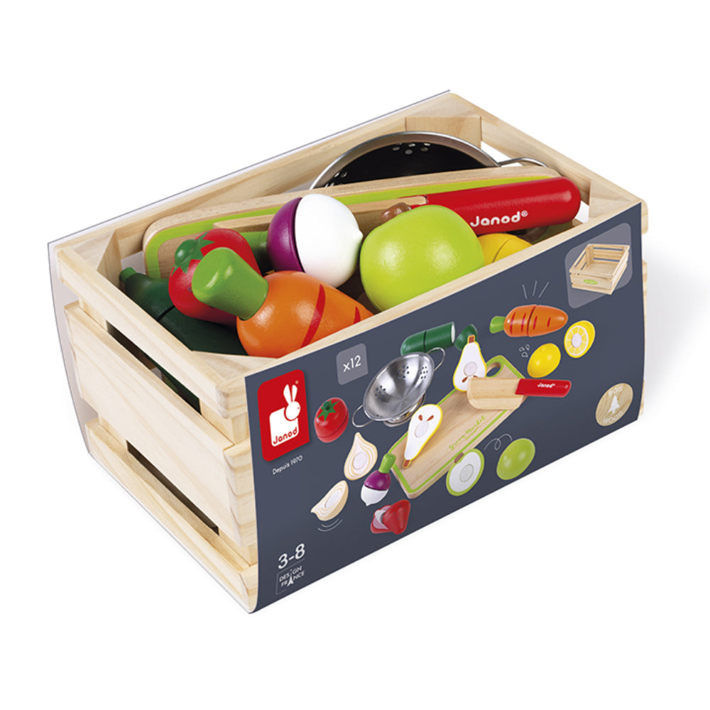 Maxi set, Frutta e verdura da tagliare in legno