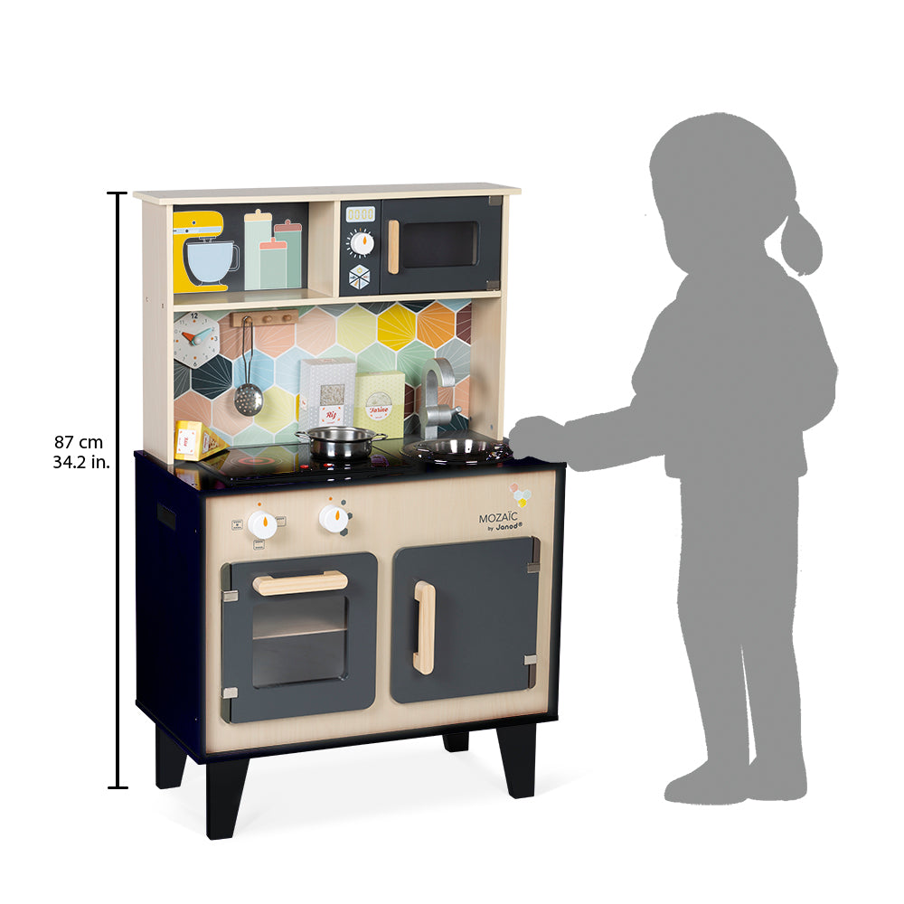 Cucina in legno, sonora e luminosa con accessori Mozaïc