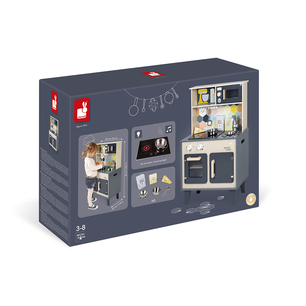 Cucina in legno, sonora e luminosa con accessori Mozaïc