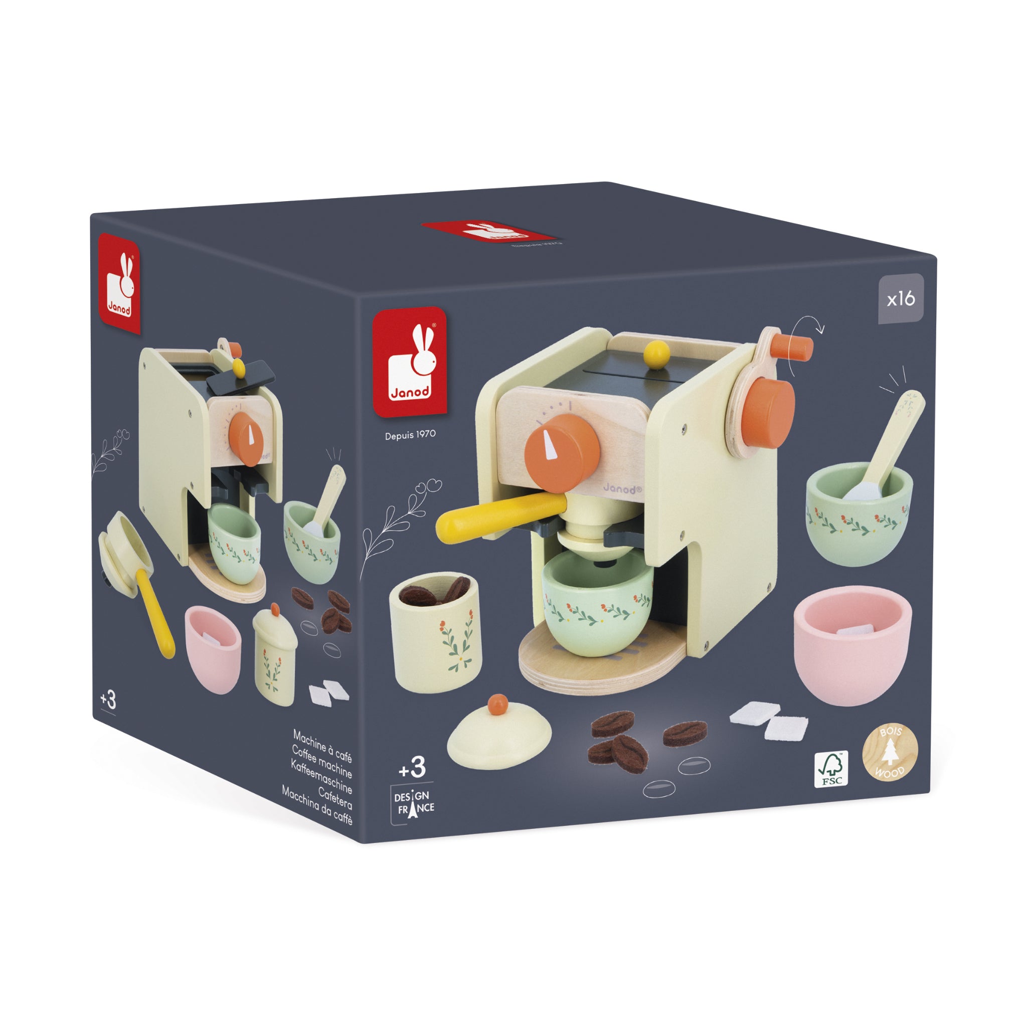 Macchina da caffè e accessori in legno, Nonna Sole