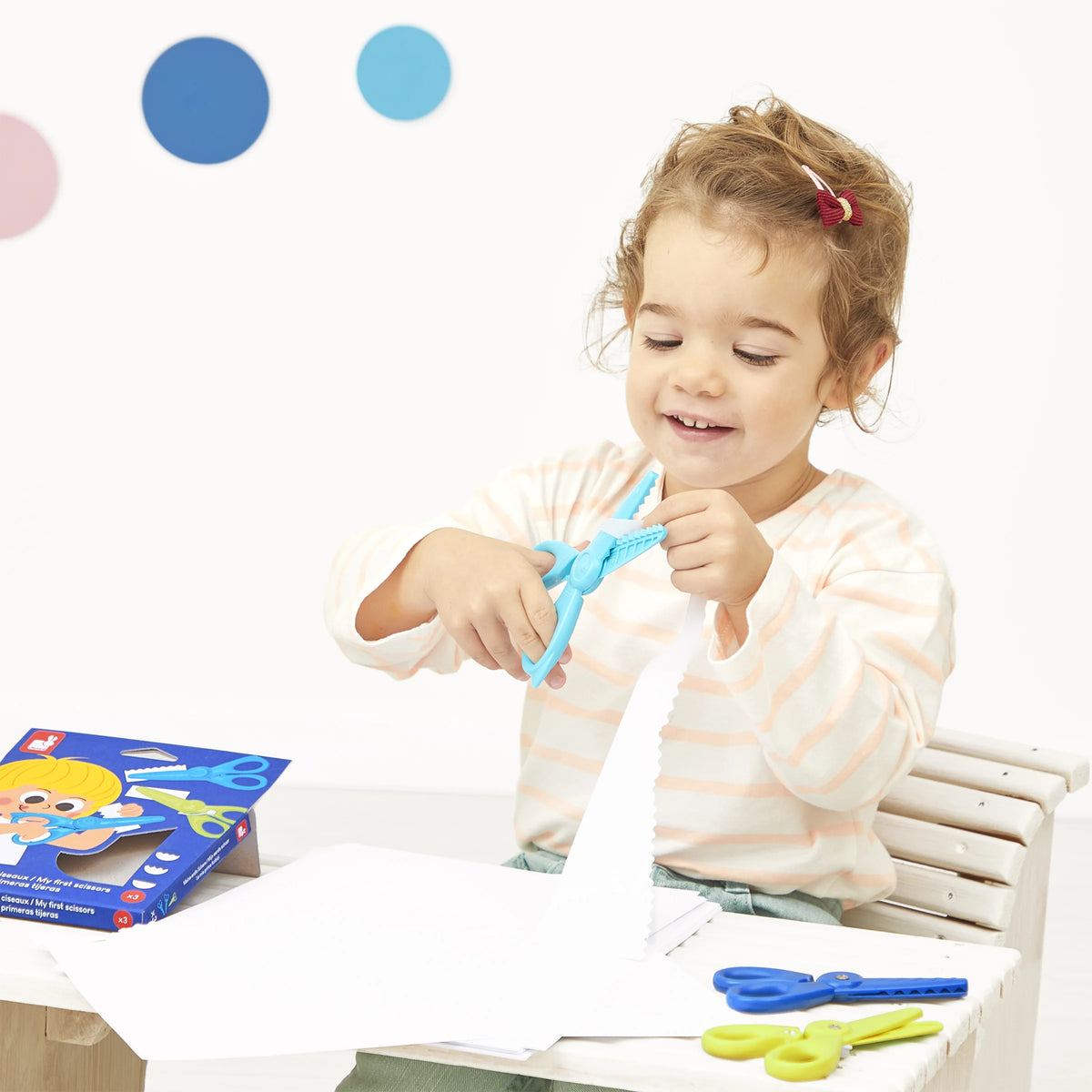 Set 3 forbici per bambini - dritto, zig-zag e arrotondato
