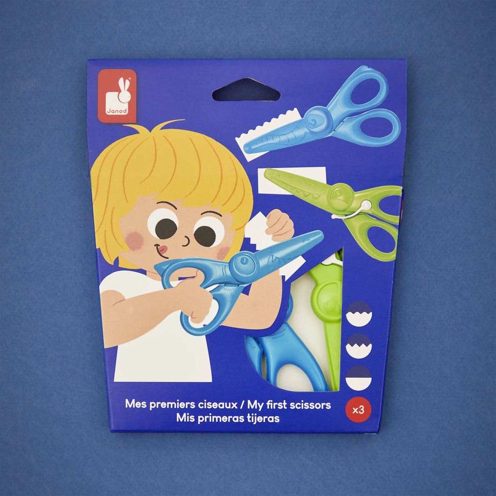 Set 3 forbici per bambini - dritto, zig-zag e arrotondato