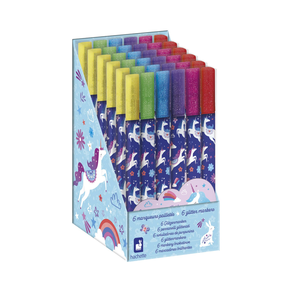 Set di 6 pennarelli glitterati
