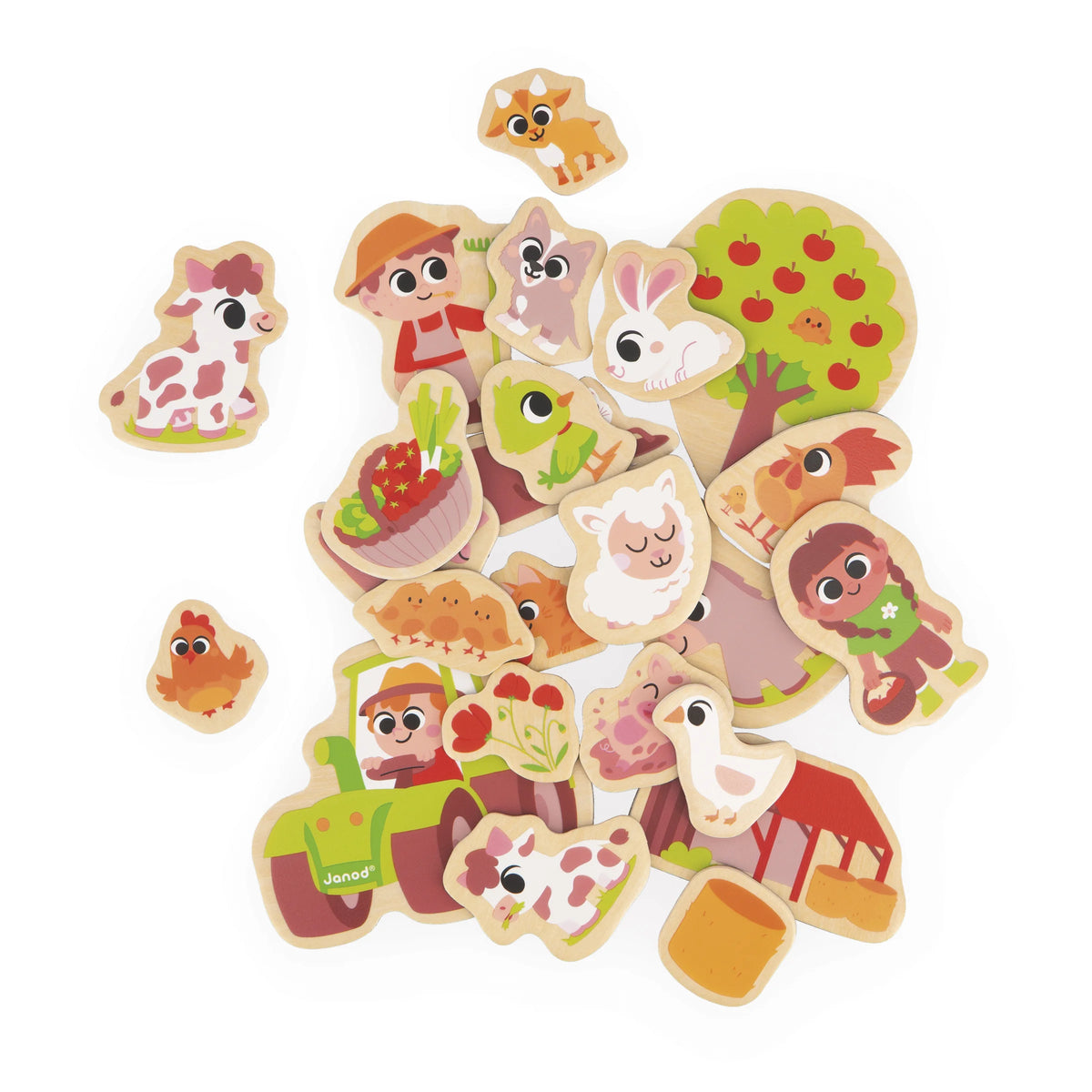 Wooden Farm Magnets – 24 Pieces