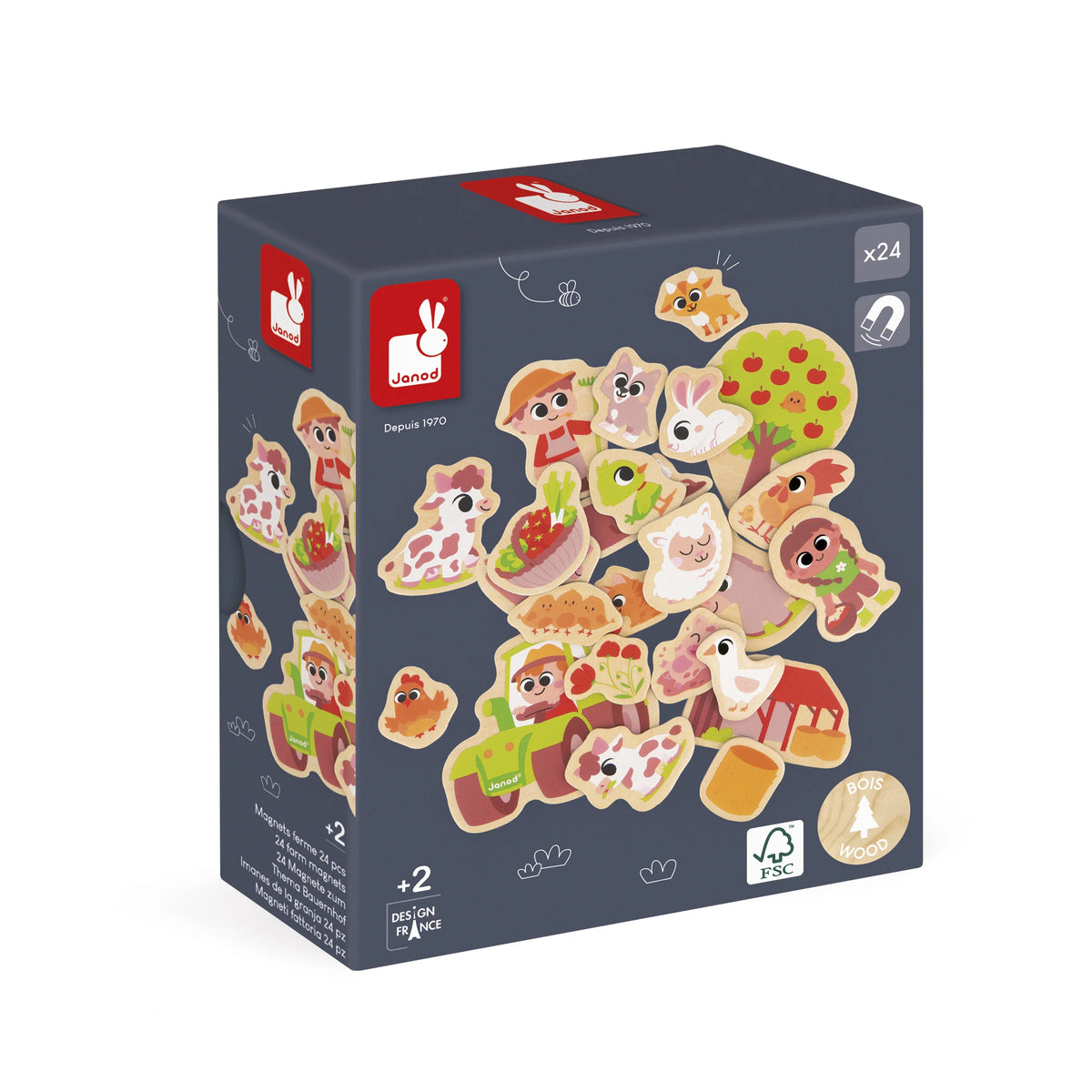 Wooden Farm Magnets – 24 Pieces