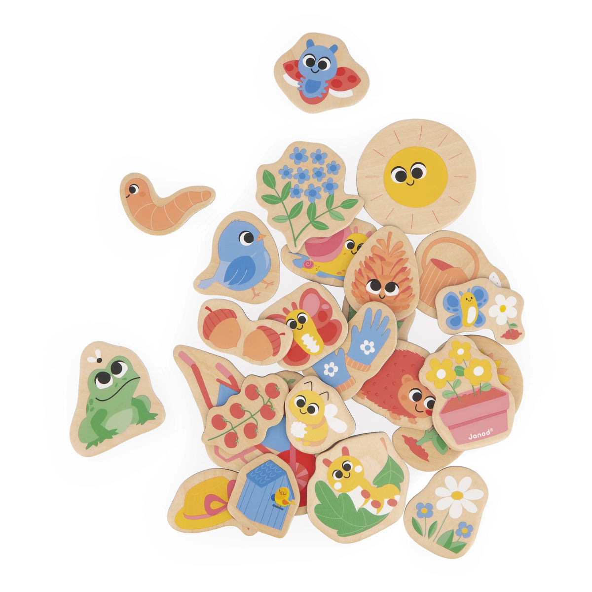 Wooden Garden Magnets – 24 Pieces