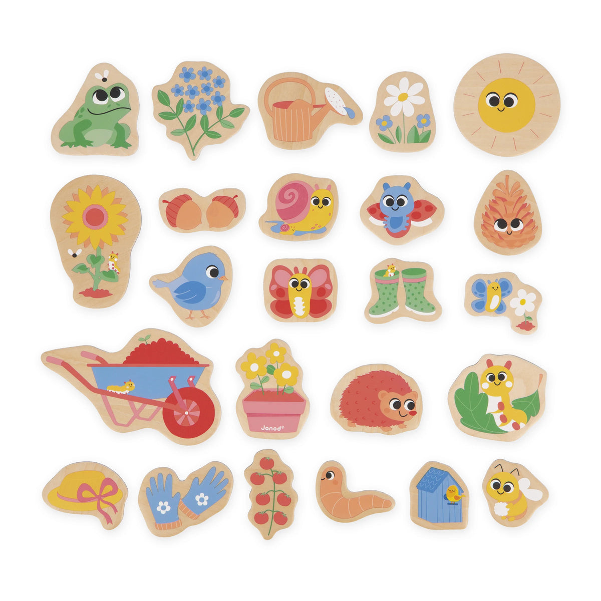 Wooden Garden Magnets – 24 Pieces
