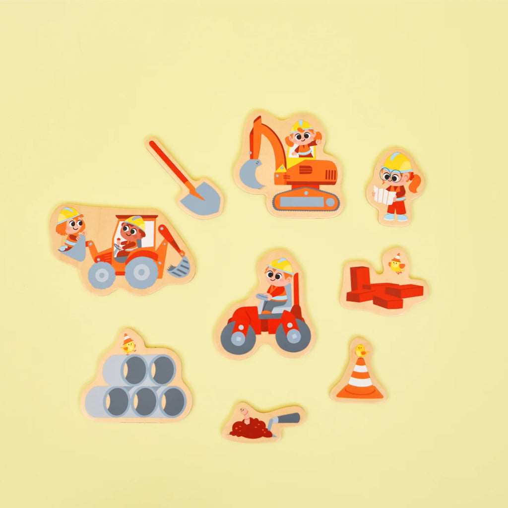 Magnets Engins de Chantier en bois – 24 pièces