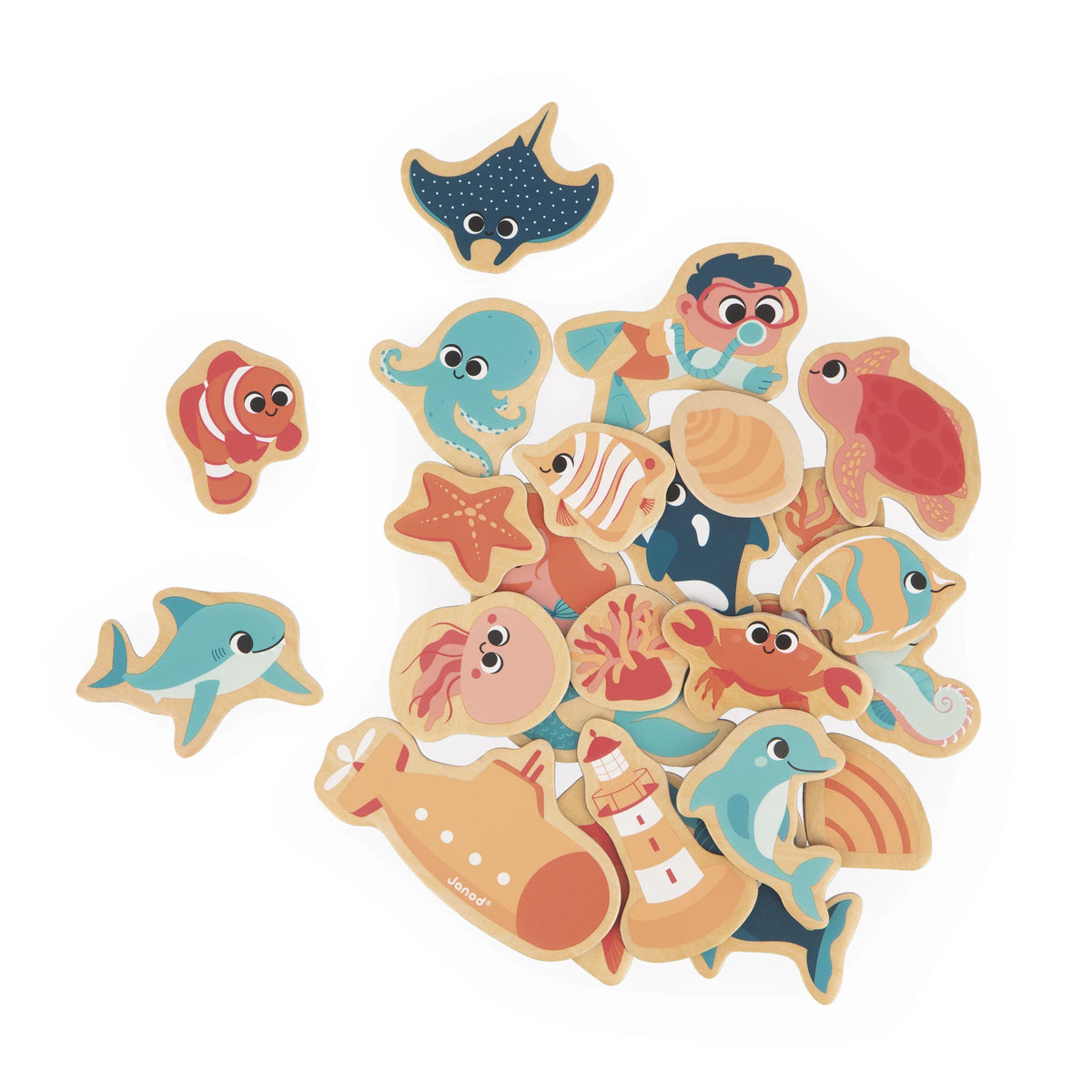 Wooden Ocean Magnets – 24 Pieces